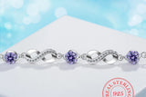 925 Silver Endless Love Infinity Chain Link Adjustable Women Bracelet