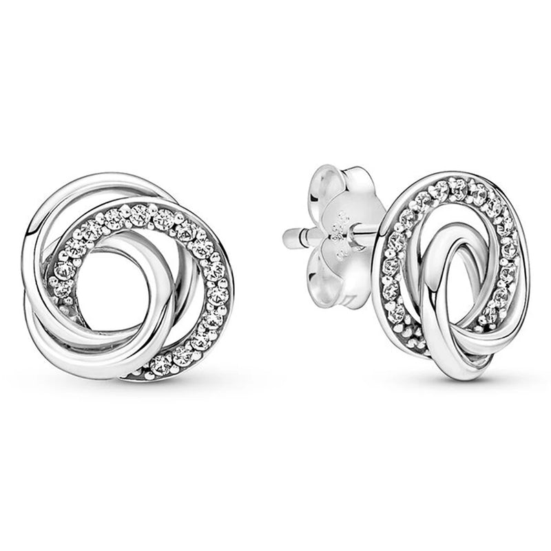 925 Silver Family Always Stud Earrings DIY Jewelry Gift