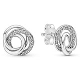 925 Silver Family Always Stud Earrings DIY Jewelry Gift