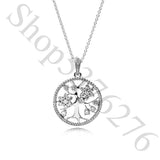 925 Silver Family Tree Pendant Necklace Women Bead Charm DIY Jewelry