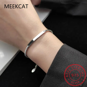 925 Silver Arc Box Chain Bracelet for Women Party Wedding Jewelry