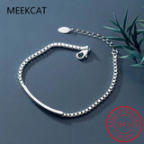 925 Silver Arc Box Chain Bracelet for Women Party Wedding Jewelry