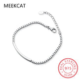 925 Silver Arc Box Chain Bracelet for Women Party Wedding Jewelry