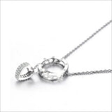 925 Silver Bicyclic Heart Crystal Pendant Necklace For Women