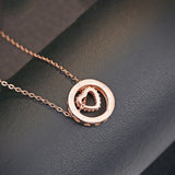 925 Silver Bicyclic Heart Crystal Pendant Necklace For Women