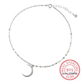 925 Silver CZ Moon Star Bracelet Anklets Women Fine Jewelry