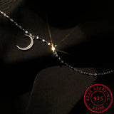 925 Silver CZ Moon Star Bracelet Anklets Women Fine Jewelry
