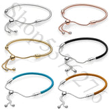 925 Silver Leather Snake Chain Bracelet Women DIY Jewelry