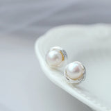 925 Silver Freshwater Pearl Earrings Wedding Party Jewelry Gift