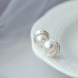 925 Silver Freshwater Pearl Earrings Wedding Party Jewelry Gift