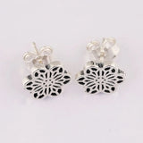 925 Silver Floral Daisy Lace Stud Earrings Women Gift Jewelry