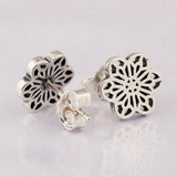 925 Silver Floral Daisy Lace Stud Earrings Women Gift Jewelry