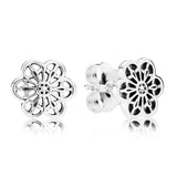 925 Silver Floral Daisy Lace Stud Earrings Women Gift Jewelry