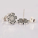 925 Silver Floral Daisy Lace Stud Earrings Women Gift Jewelry