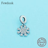 925 Silver Flower Zirconia Bead Charm Bracelet for Women