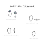 925 Silver Flower Butterfly Heart Ring Women Birthday Jewelry