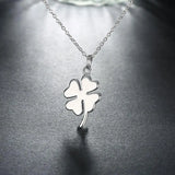 925 Silver 4 Leaf Clover Charm Necklace Lucky Clover Pendant Gift