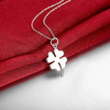 925 Silver 4 Leaf Clover Charm Necklace Lucky Clover Pendant Gift
