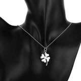 925 Silver 4 Leaf Clover Charm Necklace Lucky Clover Pendant Gift