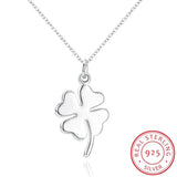 925 Silver 4 Leaf Clover Charm Necklace Lucky Clover Pendant Gift