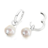 925 Silver Freshwater Pearl Hoop Earrings Women DIY Jewelry
