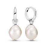925 Silver Freshwater Pearl Hoop Earrings Women DIY Jewelry