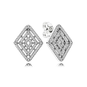 925 Silver Geometric Lines Stud Earrings Women Gift DIY Jewelry
