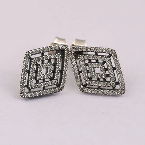 925 Silver Geometric Lines Stud Earrings for Women