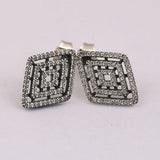 925 Silver Geometric Lines Stud Earrings for Women