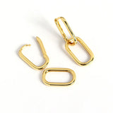 925 Silver Geometric Oval Hoop Earrings Detachable E-073