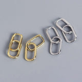 925 Sterling Silver Geometric Oval Hoop Earrings For Women E-073