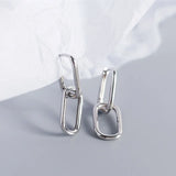 925 Sterling Silver Geometric Oval Hoop Earrings For Women E-073