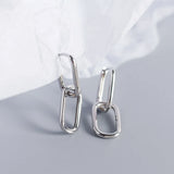 925 Silver Geometric Oval Hoop Earrings Detachable E-073