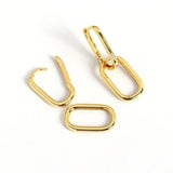 925 Sterling Silver Geometric Oval Hoop Earrings For Women E-073