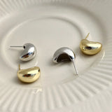925 Silver Half Round Stud Earrings Women's Jewelry