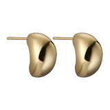 925 Silver Half Round Stud Earrings Women's Jewelry