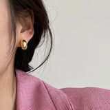 925 Silver Half Round Stud Earrings Women's Jewelry