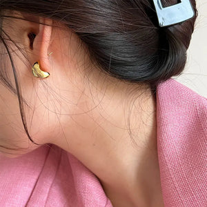925 Silver Half Round Stud Earrings Women's Jewelry