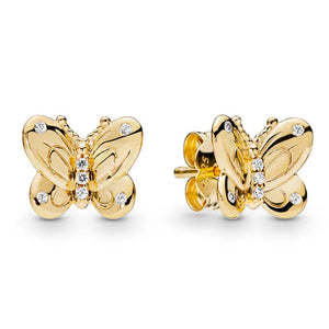 925 Silver Decorative Butterflies Stud Earrings Women Gift DIY Jewelry