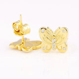 925 Silver Decorative Butterflies Stud Earrings Women Gift DIY Jewelry