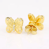 925 Silver Butterflies Stud Earrings Women Gift DIY Jewelry