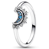 925 Silver Celestial Sun & Moon I Love You Ring For Women