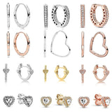 925 Silver Sparkling Elevated Heart Earrings Golden Shine Wedding Gift