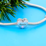 925 Silver Heart Auntie Goddaughter Niece Bead Charm Bracelet Love Family
