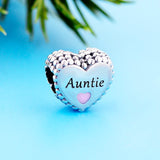 925 Silver Heart Auntie Goddaughter Niece Bead Charm Bracelet Love Family