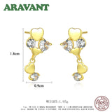 Sterling Silver Heart Stud Earrings Sparkling CZ Women Jewelry