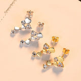 Sterling Silver Heart Stud Earrings Sparkling CZ Women Jewelry