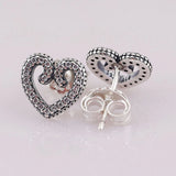 925 Silver Heart Swirls Stud Earrings Women DIY Jewelry