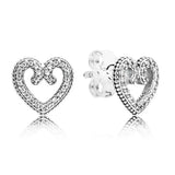 925 Silver Heart Swirls Stud Earrings Women DIY Jewelry