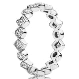 925 Silver Hidden Romance Double Heart Eternity Wishbone Ring